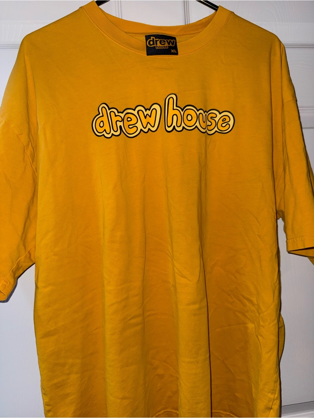 drew house Yellow Logo Tee with Black Outline